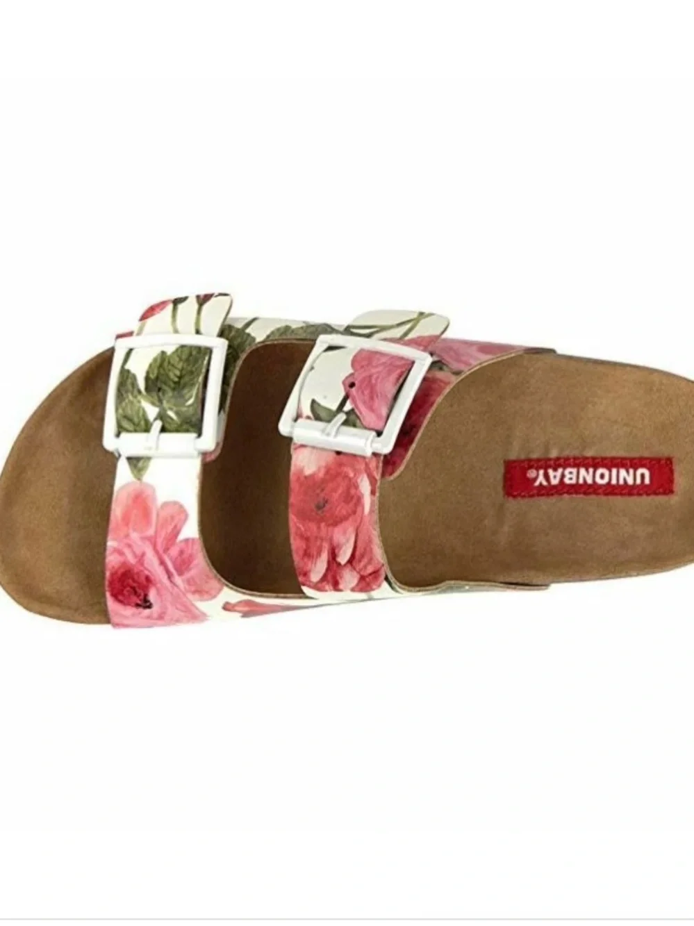 Two Strap Buckled flat slide sandal by Union Bay Melissa